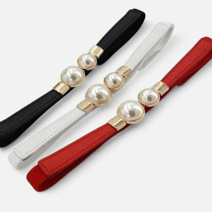 Valeria | Cinturón fino de mujer con cuentas dobles.